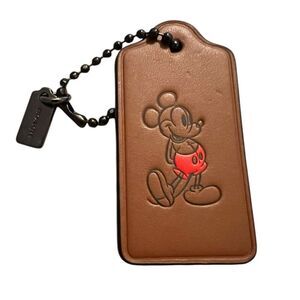 Coach X Disney Mickey Mouse Bag Charm Fob Hang Tag Key Chain Two Sided
